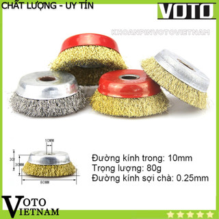 Chổi đánh rỉ sét, chén cước kẽm vàng dùng cho máy cầm tay loại 16mm VOTO