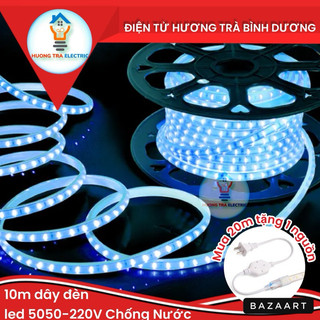 [10m_5050_220V] Dây đèn led trang trí 60 led/1m chống nước tốt, đèn led dây trang trí nội ngoại thất (Chưa có nguồn)