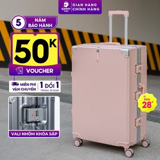 Vali SIZE 28 inch - SUNNY LUMI LM01 nhựa PC, bo góc khung nhôm - khóa hải quan TSA bảo hành 5 năm (TẶNG BỌC VALI CAO CẤP