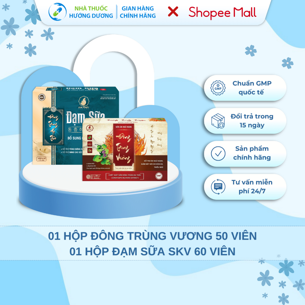 [Combo Ăn Ngon Ngủ Kỹ] Đông Trùng Vương, Đạm Sữa SKV Giúp Ăn Ngon Ngủ Ngon Bổ Sung Các Loại Vitamin Tăng Sức Đề Kháng.
