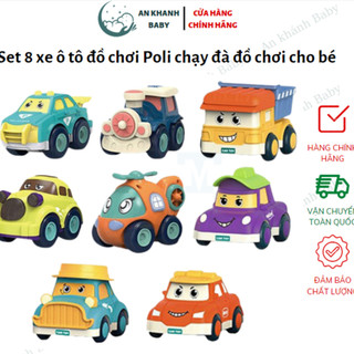 Set 8 xe ô tô đồ chơi Poli chạy đà, e ô tô đồ chơi hoạt hình - Đồ chơi trẻ Em