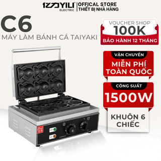 Máy Làm Bánh Cá Taiyaki Khuôn 6 Con C6, Máy Làm Bánh Cá Bằng Điện Công Nghiệp, Máy Nướng Bánh Cá Bảo Hành 1 Năm