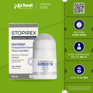 Lăn khử mùi, ngăn tiết mồ hôi nách Stopirex Détranspirant Intensif Peaux Sensibles 30ml