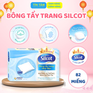 Bông Tẩy Trang Cơ Bản Silcot NHẬT BẢN Hộp 82 Miếng 100% Bông Tự Nhiên Không Xơ  Kích Ứng Mềm Mịn