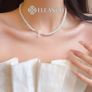 Dây chuyền nữ Eleanor Accessories mặt hình nơ ngọc trai nhân tạo phụ kiện trang sức vòng cổ 7758