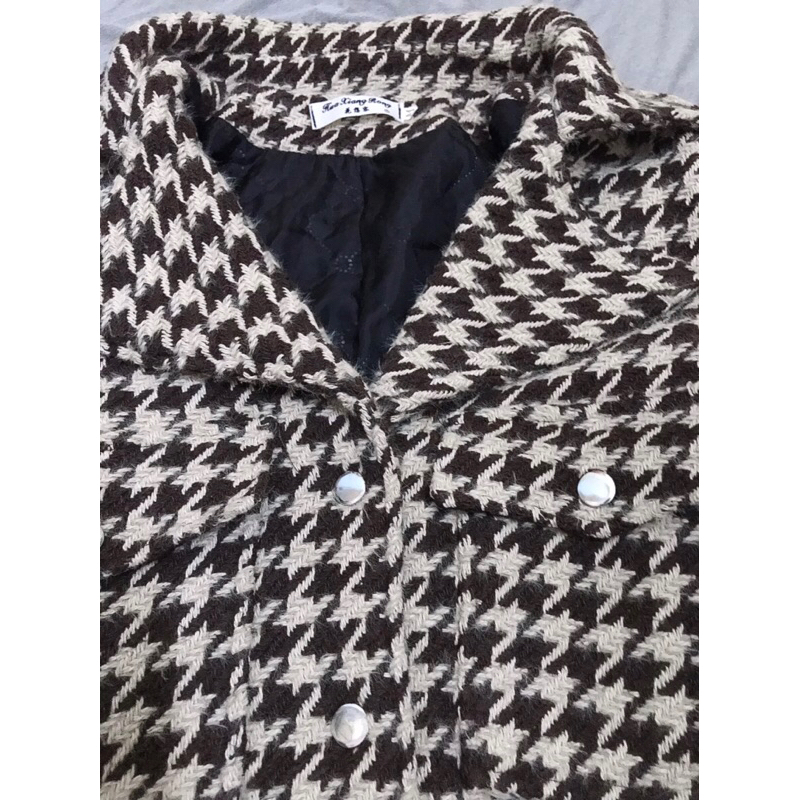 PASS Áo dạ kẻ nâu dầy dặn SIZE M