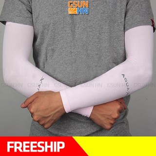GĂNG TAY CHỐNG NẮNG NAM AQUA X HÀN QUỐC CHÍNH HÃNG MÀU HỒNG, ỐNG TAY CO DÃN THUN LẠNH, VẢI DÀY DẶNG, CHỐNG TIA UV