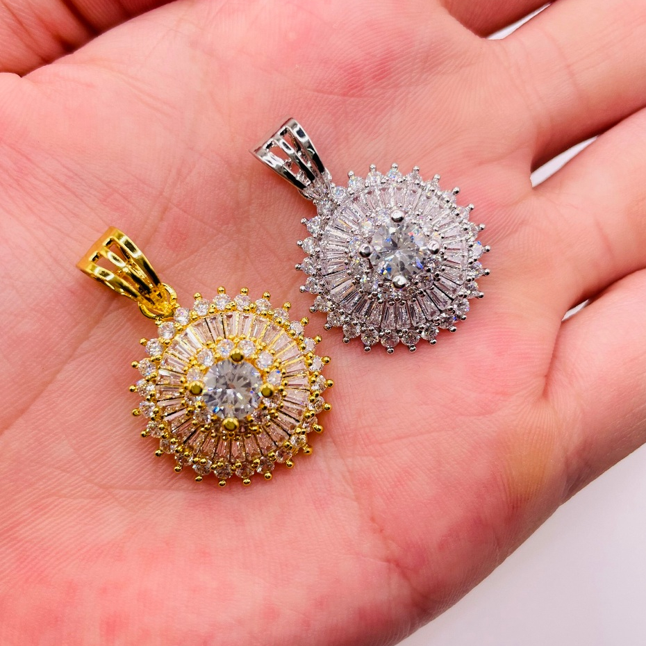 Mặt dây chuyền titan đính đá, Mặt vòng cổ sang trọng dùng để đi tiệc chất liệu titan không phai màu 