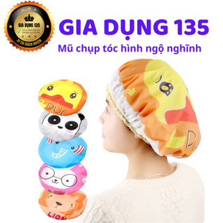 Mũ tắm trùm đầu chụp tóc khi tắm gội mũ ủ tóc mũ chụp tóc hình thú