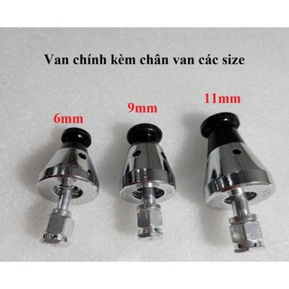 Phụ kiện nồi áp suất- Combo van xả và chân van chính gas 2 quai size 6mm 9mm 11mm