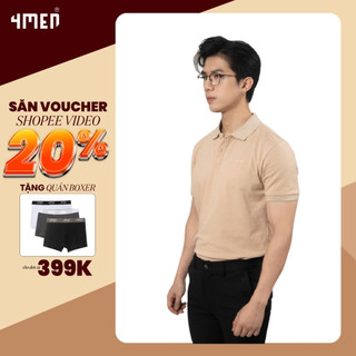 Áo polo nam trơn basic 4MEN PO066 vải cá sấu thấm mồ hôi, thoáng mát, mềm chống nhăn, co giãn