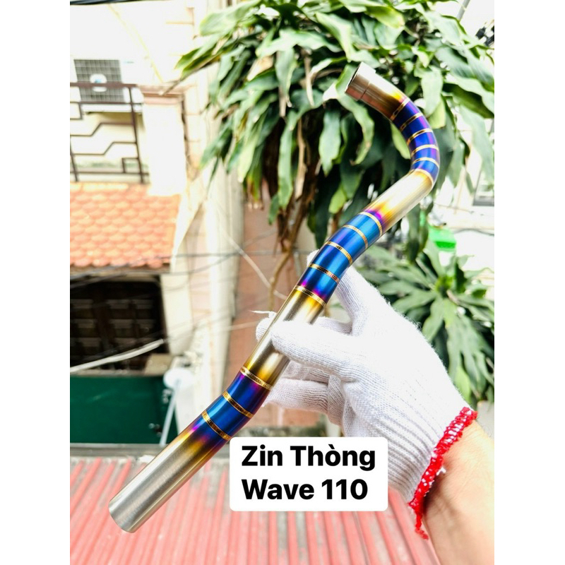 Cổ pô titan thòng gắn bô zin xe wave 110