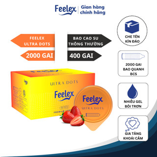 Bao cao su Feelex Ultra Dots siêu gai, nhiều gel bôi trơn hộp 10 bcs.