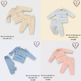 (Nhùn nhùn) Bộ cộc tay cài vai sợi tre Mommom/ Avaler đủ size từ 6-9m đến 3-4y