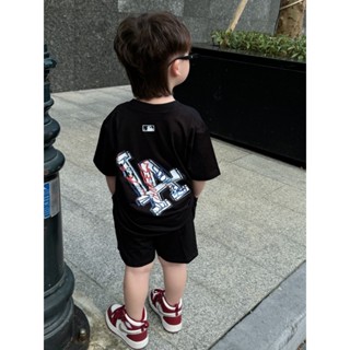 set áo thun quần short MLB LA cho bé , bộ áo phông quần cộc form xuông , Kid_genz