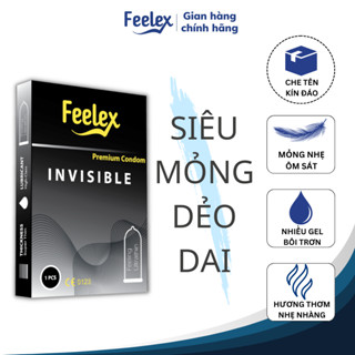 Bao cao su Feelex Invisible siêu mỏng, nhiều gel bôi trơn, nhỏ gọn, tiện lợi - Hộp 01 bcs