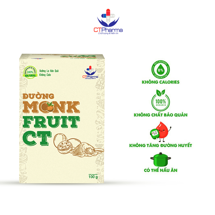 Đường ăn kiêng La hán quả MonkFruit CT Pharma 20 gói x 5 gram