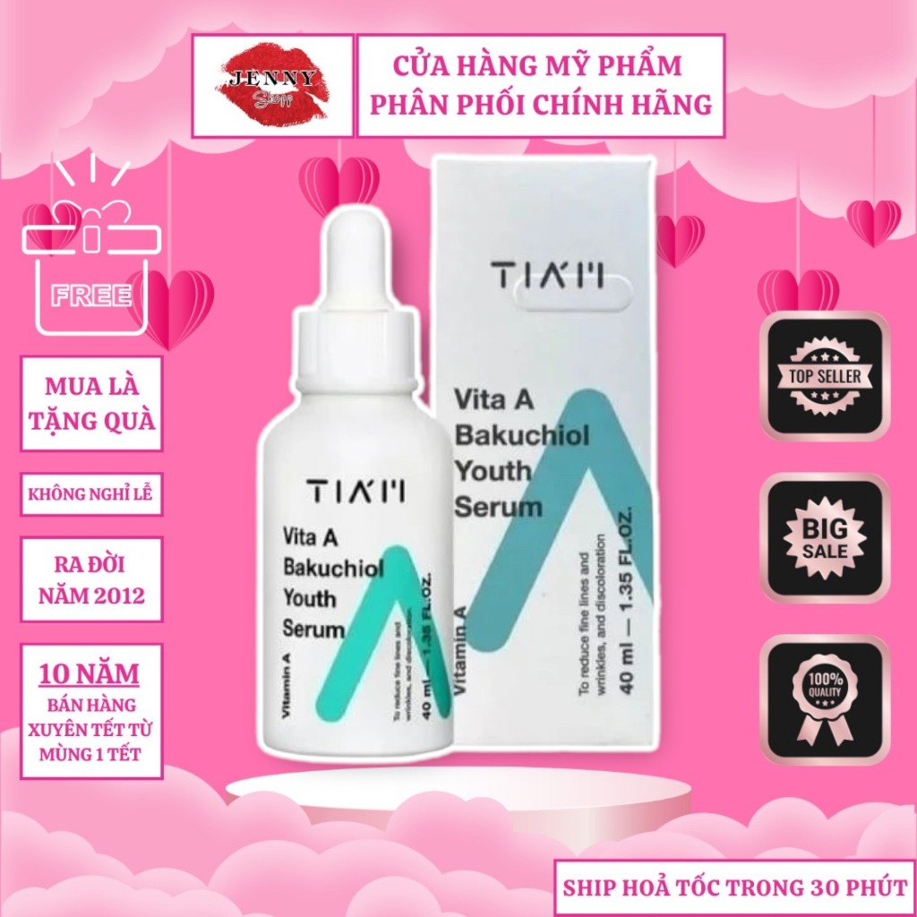 Tinh Chất Dưỡng Da, Ngừa Lão Hóa Tiam Vita A Bakuchiol Youth Serum 40ml & Vita B3 Source 40ml