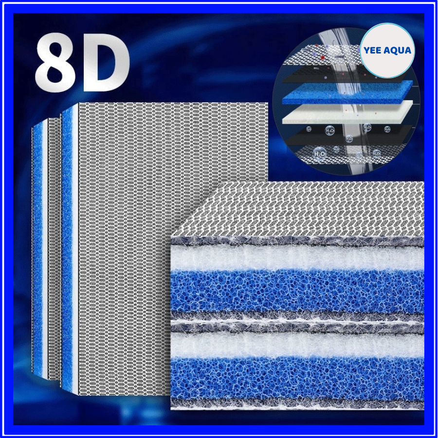 Bông Lọc Bể Cá 8D Đa Lớp Lọc Thô Lọc Bụi Mịn Tái Sử Dụng Nhiều Kích Thước, Độ Dày 2cm