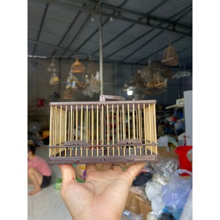 Lồng chim Mini thuần chim mộc, sâu , khuyên, hút mật, ốc mít Lồng 2 ngăn nan trúc bền đẹp