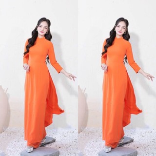 Áo dài Pt- áo dài truyền thống lụa nhật màu cam trơn