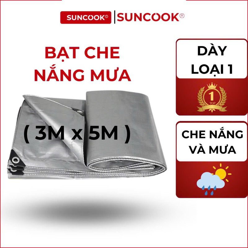 Bạt che mưa nắng chất liệu PE | Khổ 3mx5m và 4mx5m