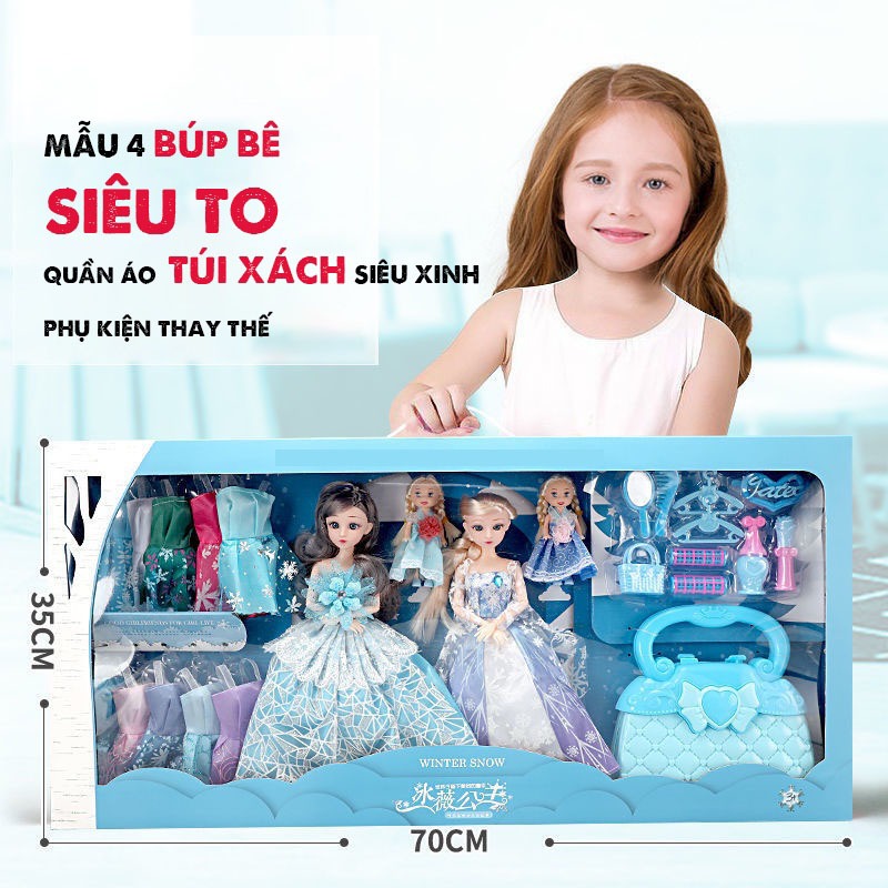 [ẢNH THẬT] - COMBO 4 BÚP BÊ ELSA TÓC MÂY- BÚP BÊ ĐÔI ELSA - CÓ QUẦN ÁO THAY THẾ