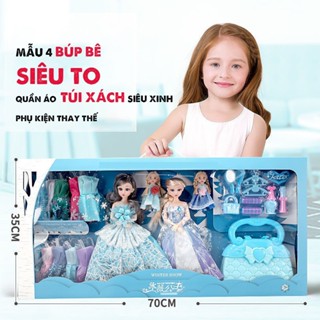   ẢNH THẬT  - COMBO 4 BÚP BÊ ELSA TÓC MÂY- BÚP BÊ ĐÔI ELSA - CÓ QUẦN ÁO THAY THẾ 