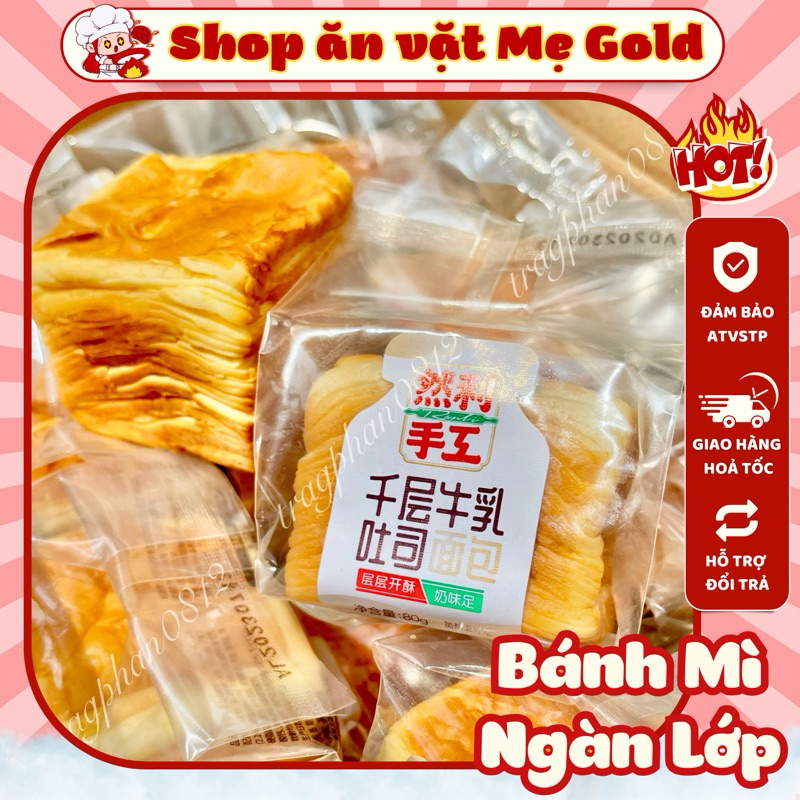 [Bao bì Tiếng Việt] Bánh mì ngàn lớp mini, bánh gối bơ sữa sandwich cắt lát ngàn lớp Ranli (gói 80g)