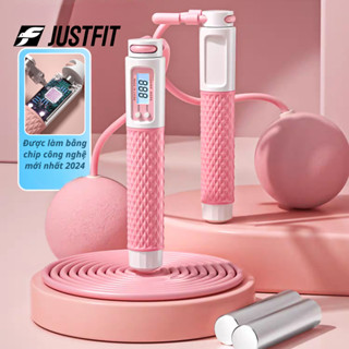 Dây nhảy ĐẾM SỐ JUSTFIT [Nâng cấp 6 điểm] không dây giảm cân, bóng to, có calo, đếm vòng, có tạ tập yoga, gym, thể dục