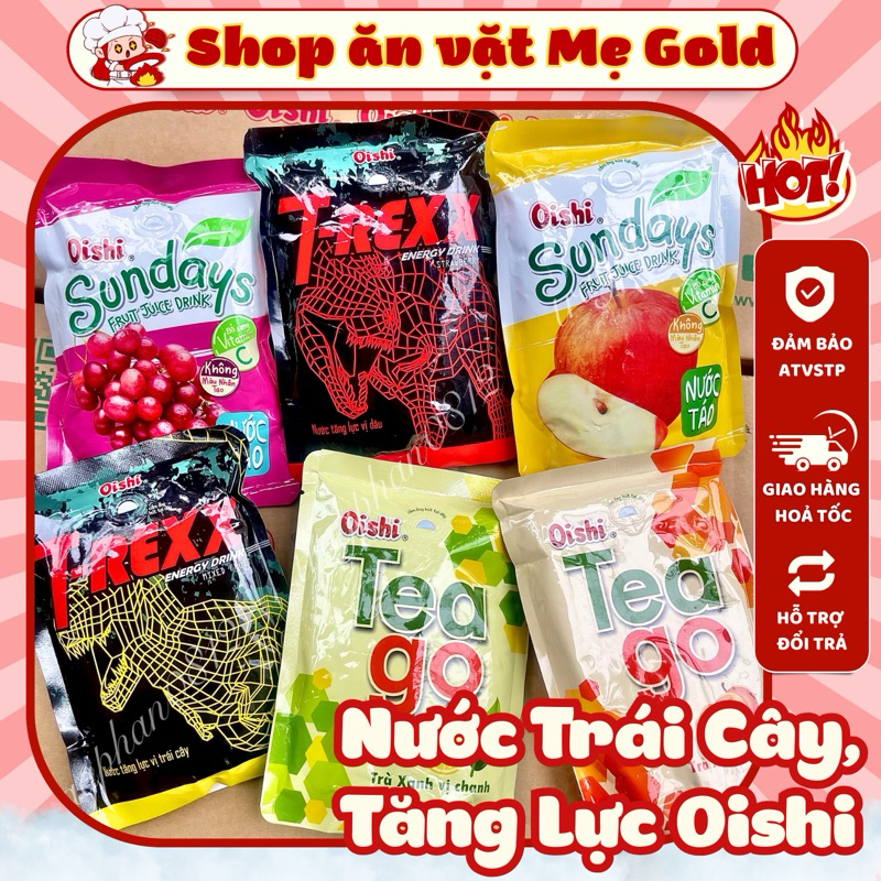 Combo nước trái cây, nước tăng lực Oishi các vị (túi 180ml)