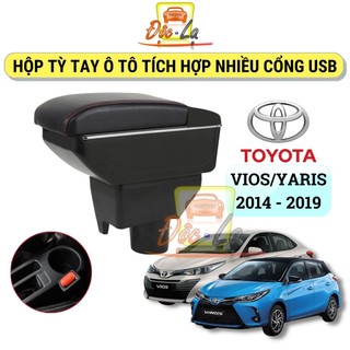 Hộp tỳ tay ô tô dành cho xe Toyota Yaris và Vios, tích hợp cổng USB đời xe 2014 - 2019 1 Lỗ - Bảo hành 12 tháng
