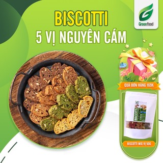 Bánh BISCOTTI Nguyên Cám mix 5 vị GreenFood, bánh ăn kiêng không đường - Bánh Hạt Ngũ Cốc Giảm Cân