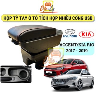 Hộp tỳ tay xe Accent 2017-2019 cao cấp tích hợp cổng sạc USB tiện dụng, lắp đặt dễ dàng - Bảo hành 12 tháng