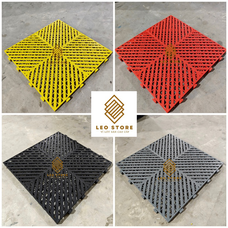 Combo 20 tấm lót sàn chịu lực nhựa pp cao cấp, tấm lót sàn gara, tiệm rửa xe, phòng trưng bày, kích thước 40x40x2cm
