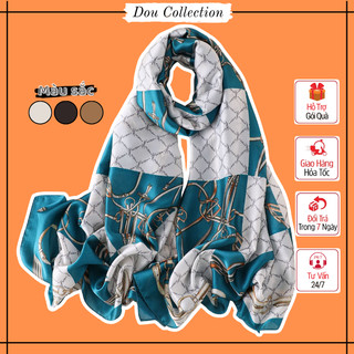 [Nowship2h] Khăn Choàng Quàng Cổ Lụa Cao Cấp Họa Tiết Dây Thừng Sang Trọng Đi Biển - Chất Silk - 90x190cm - Mã KS021