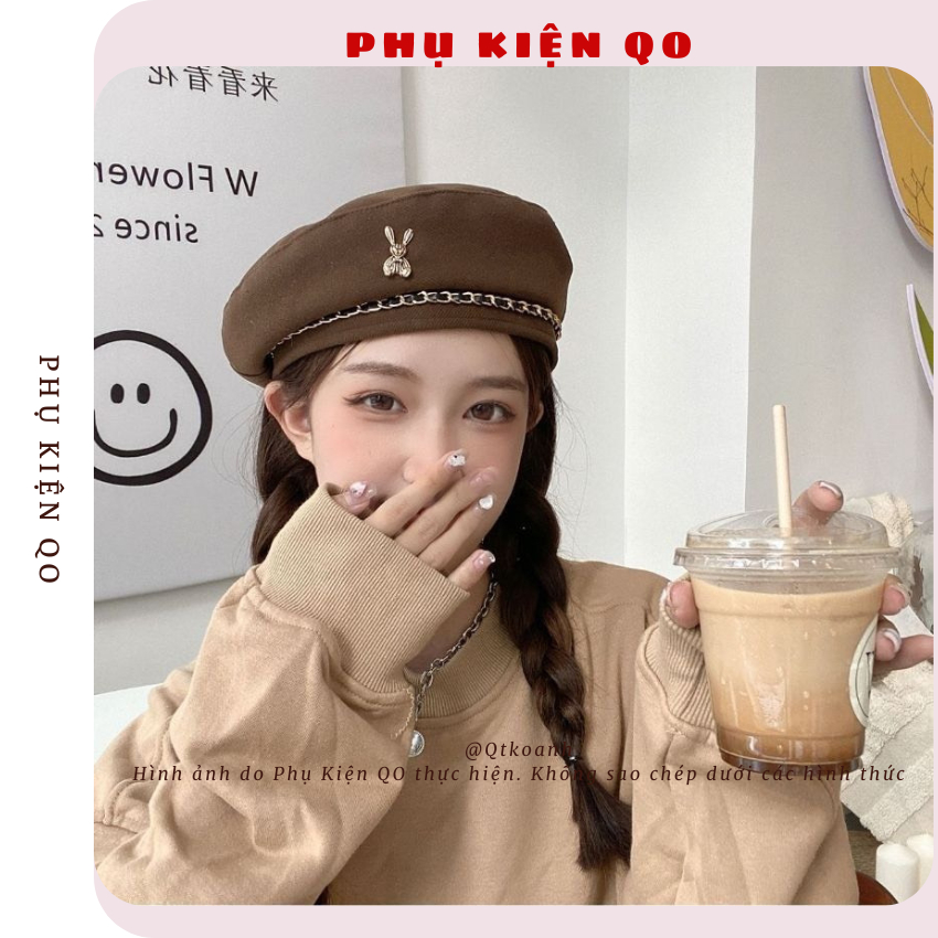Mũ nồi mũ Beret họa tiết phong cách Nhật Bản, mũ mùa đông cho nữ BRT03