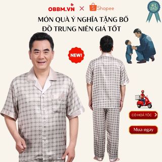 Đồ bộ nam trung niên, bộ pijama cho người già lụa ngắn tay (201+233)_hàng sẵn