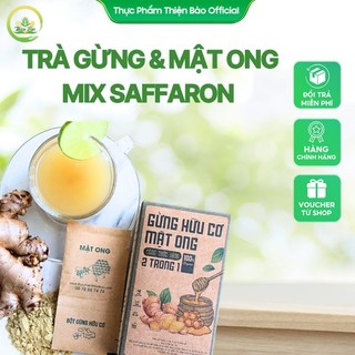 Trà Gừng mix Saffron & Mật ong rừng mix sữa ong chúa - Thiện Bảo - 1 hộp 10 gói
