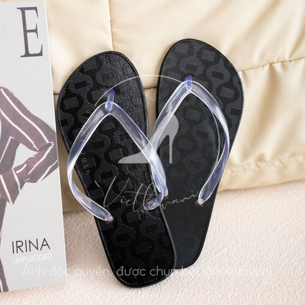 Dép nữ quai trong VKHD5 màu đen xỏ ngón nữ mùa hè thời trang 2024