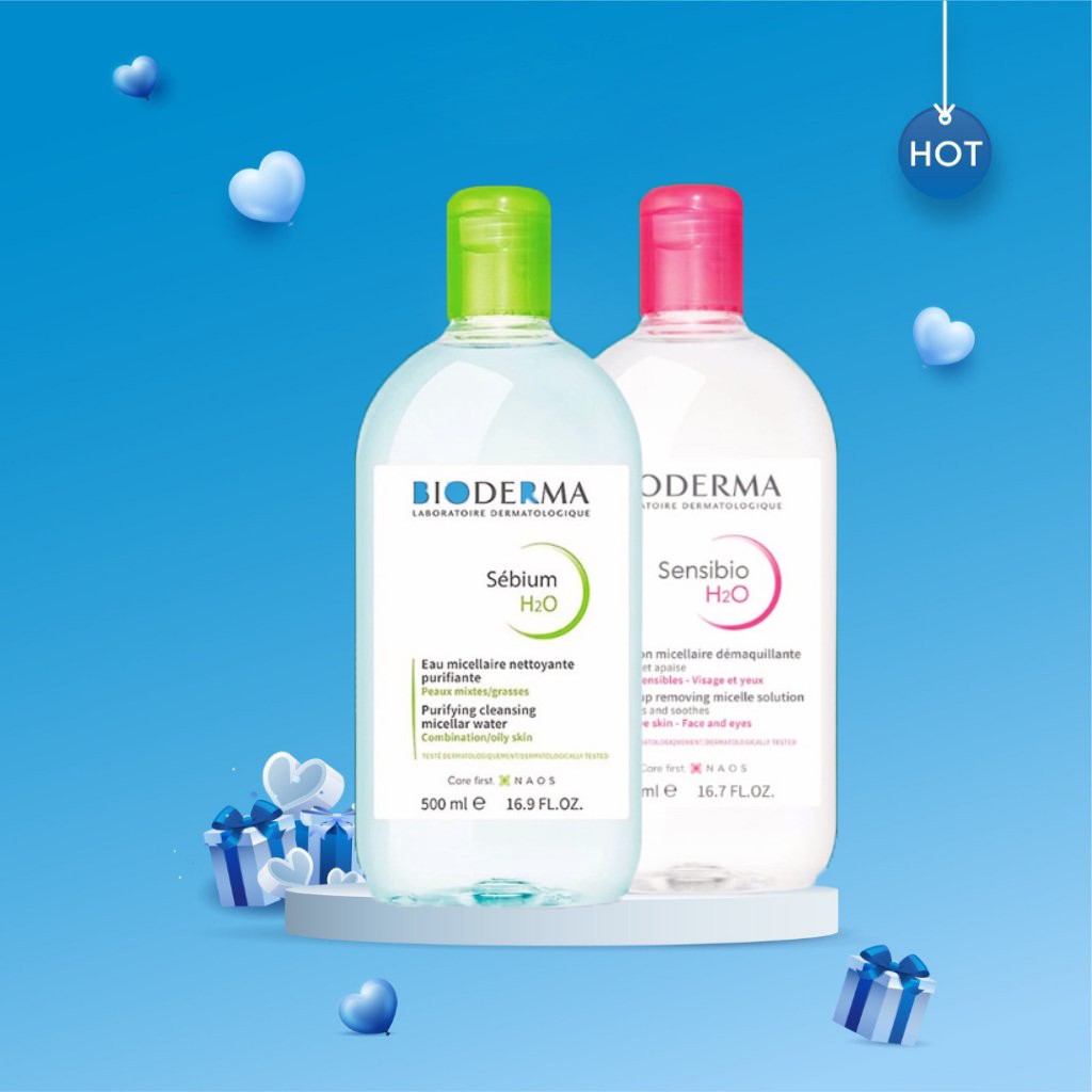 Nước tẩy trang Bidema Sen.ibio H20 500ml dành cho mọi loại da nhaỵ cảm da dầu mụn khô 500ml HÀNG XÁC