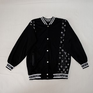 Áo Khoác Nam , Áo Khoác Gió LV Chất Liệu Nỉ Bông Dày In Phối Da Cao Cấp