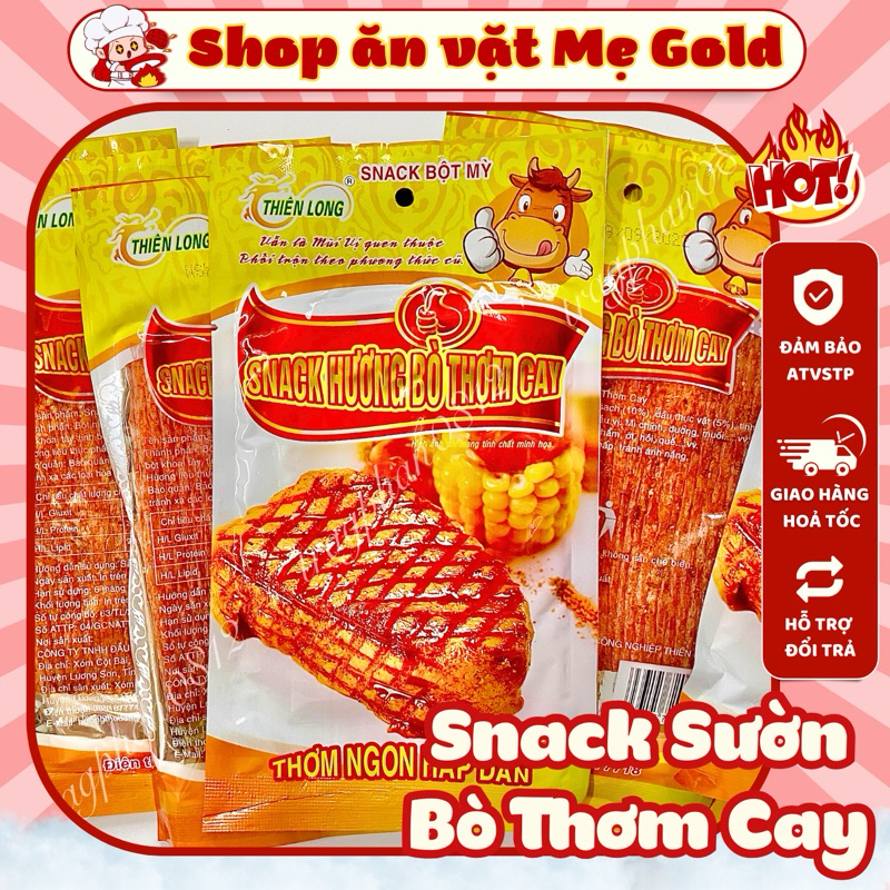 Combo gói snack hương bò thơm cay, sườn bò miếng Thiên Long (gói 30g)
