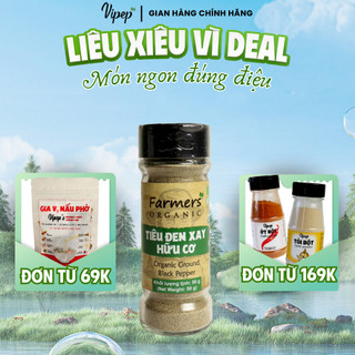 Tiêu Đen Xay Farmers' Organic Hũ Thủy Tinh Vipep 50g - Gia vị Vipep