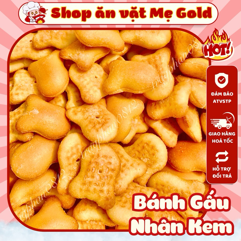 Bánh gấu nhân kem Thiên Hồng, bánh gấu kem vani (500g)