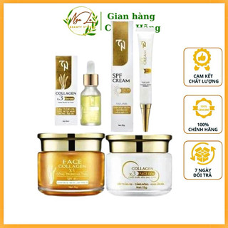 Bộ kem face đông anh mới - kem face collagen x3 ngày đêm + serum x3 + kem chống nắng x3