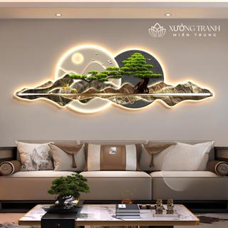 (Giá Xưởng) Tranh Tráng Gương Đèn Led Decor phòng khách quán cà phê, salon tóc, trà sữa