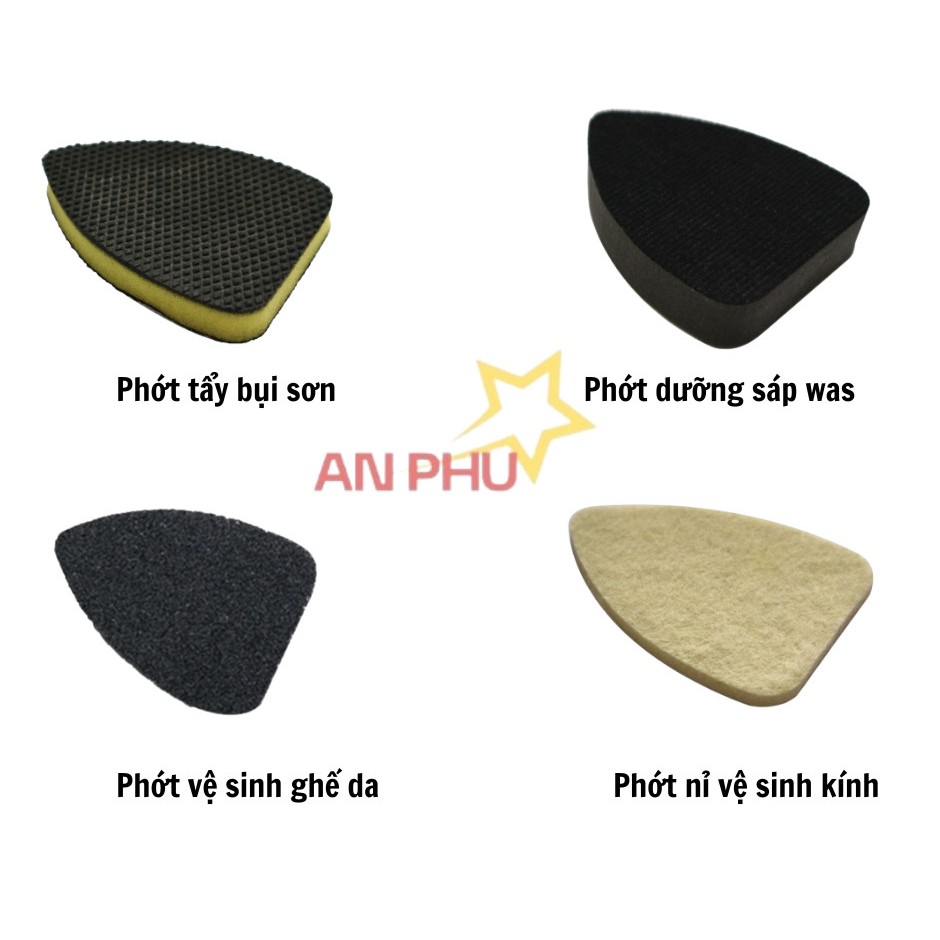 Phụ kiện phớt tam giác vệ sinh nội thất - kính - wax - tẩy bụi sơn cho máy chà rung nội thất xe hơi