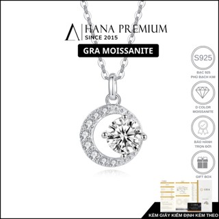 [QUÀ TẶNG 20/10]  Dây Chuyền Bạc 925 Đá Moissanite 5MM Mặt Trăng Đính Đá Tròn Phủ Bạch Kim Không Đen 1746