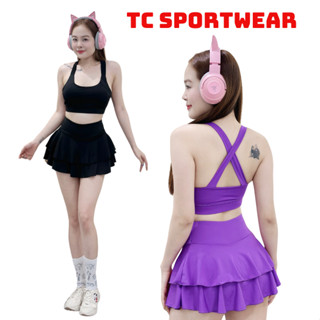 Set Quần Váy 2 Lớp Áo Bara Dạng Thể Thao Năng Động Đi Bơi, Tập Gym Yoga, Chạy Bộ Aerobic Vay09